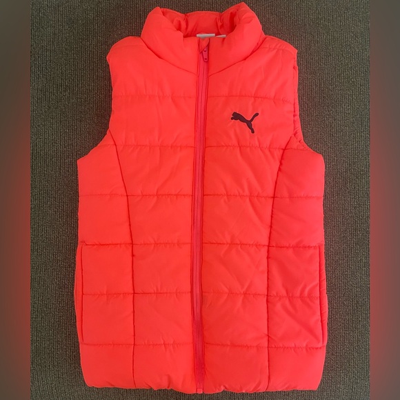 Boys Puma Bright Orange Front Zip Vest Size S 7/8 - Picture 1 of 6